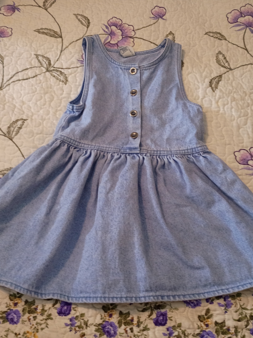 Vintage Y2K OshKosh B'gosh Light Blue Denim Button Front Tank Dress Pleated USA